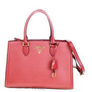 AUTHENTICITY GUARANTEED PRADA Logo Saffiano 2Way Shoulder Hand Tote Bag